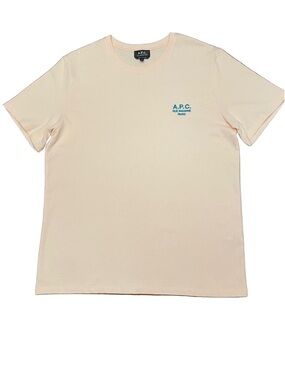 A.P.C. Short-Sleeve Crewneck T-Shirt in Pale Peach with Small Blue Logo